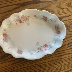 Vintage Limoges France floral print platter,scallop edge hand painted (Oval)‎